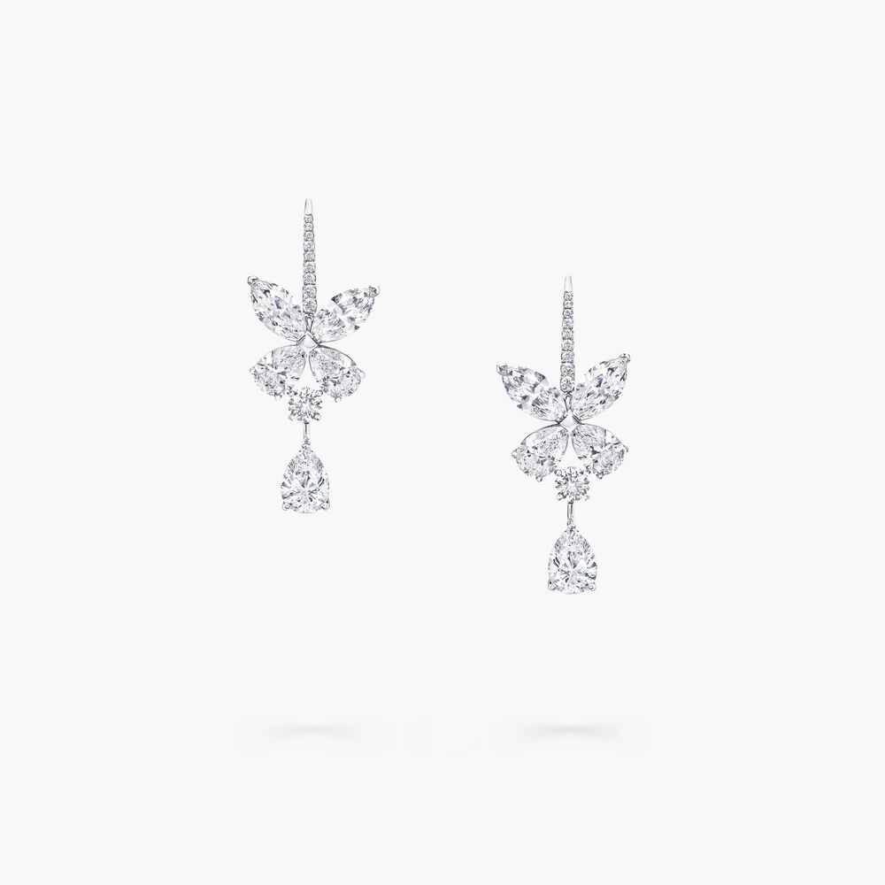 Classic Butterfly Pear Shape Diamond Drop Earrings